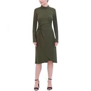 Elegant Olive Green Long Sleeve Dress